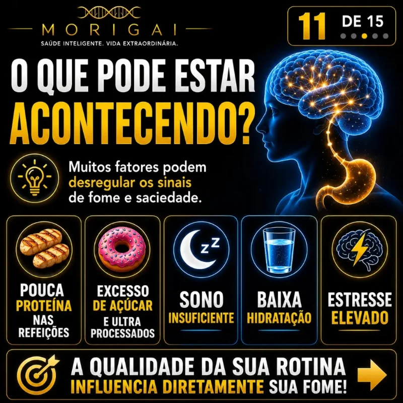 Post da MORIGAI sobre os fatores que desregulam os sinais de fome e saciedade